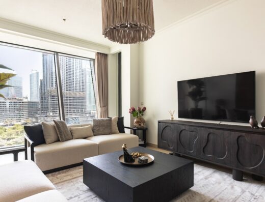 Fully furnished luxury apartment in Burj Vista Downtown Dubai with Burj Khalifa skyline view.